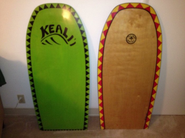 The only thing these wood boards has is a nose rocker and contour. The rest of the board is flat bottom, 6oz. fiberglass cloth top and bottom deck coated with epoxy resin.